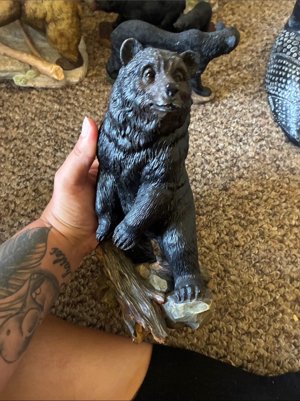 Black Bear Figurine Decorative Pet Habitat Accent